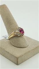 Synthetic Ruby Lady's Stone & Diamond Ring 18 Diamonds .60 Carat T.W.